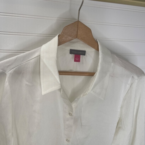 NWT Vince Camuto Holiday Button Front Shirt Large New Ivory - Picture 3 of 8